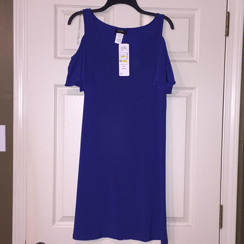 Blue Cold Shoulder Dress